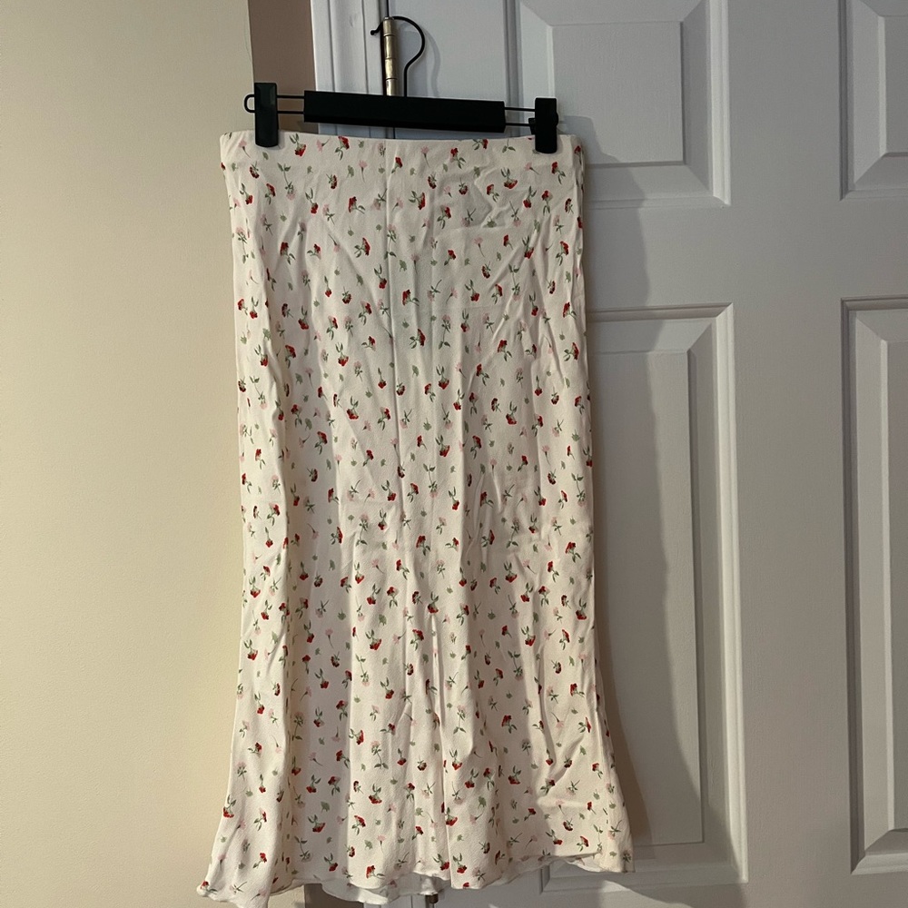 Floral Viscose White Skirt